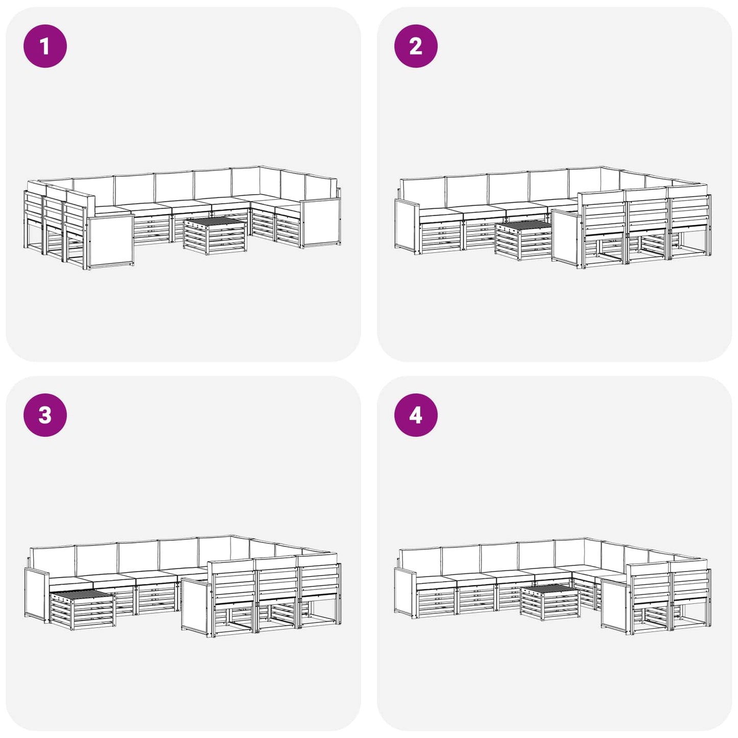 Outdoor-Sofagarnitur 8 stk. Natur