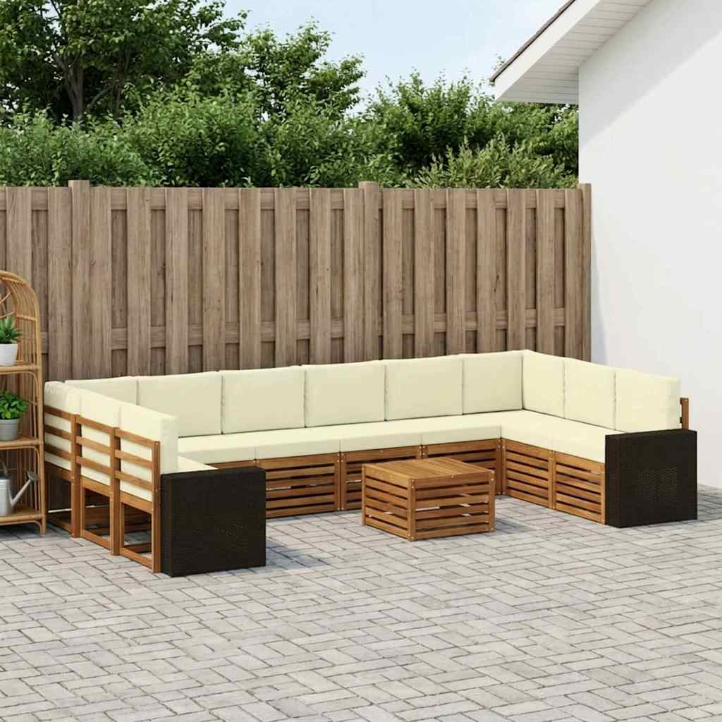 Outdoor-Sofagarnitur 11 pcs Natur und Creme Polyester