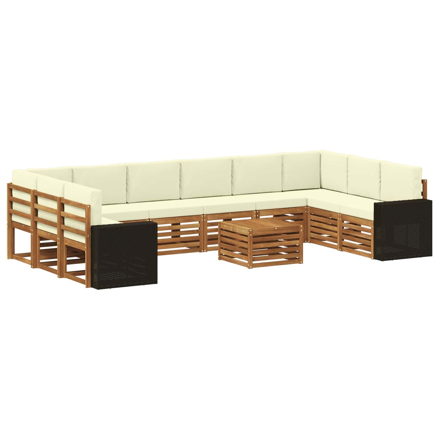 Outdoor-Sofagarnitur 11 stk. Natur und Creme Polyester