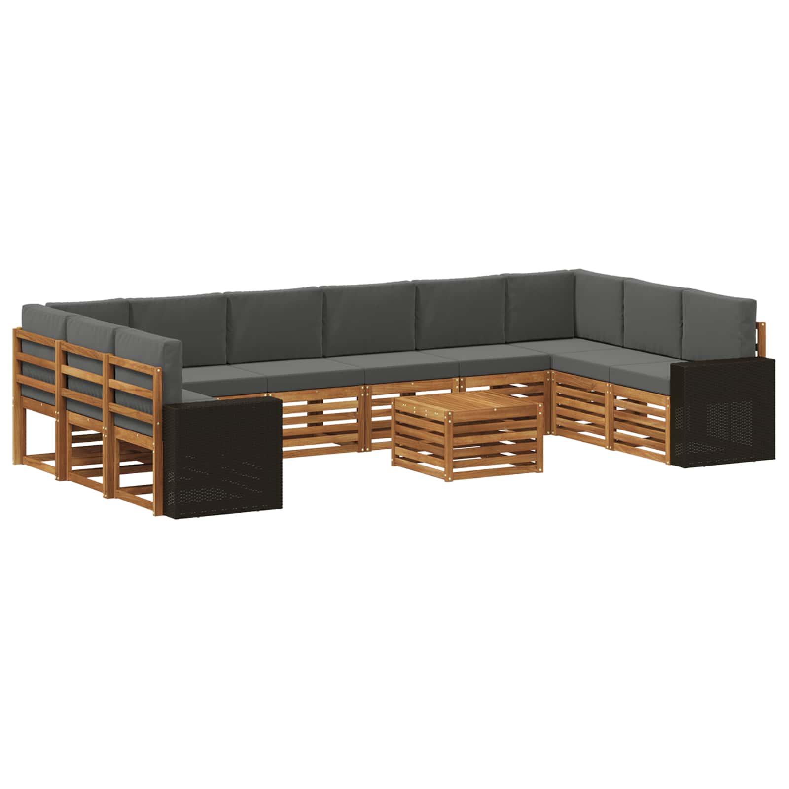 Outdoor-Sofagarnitur 11 pcs Natur und Anthrazit Polyester
