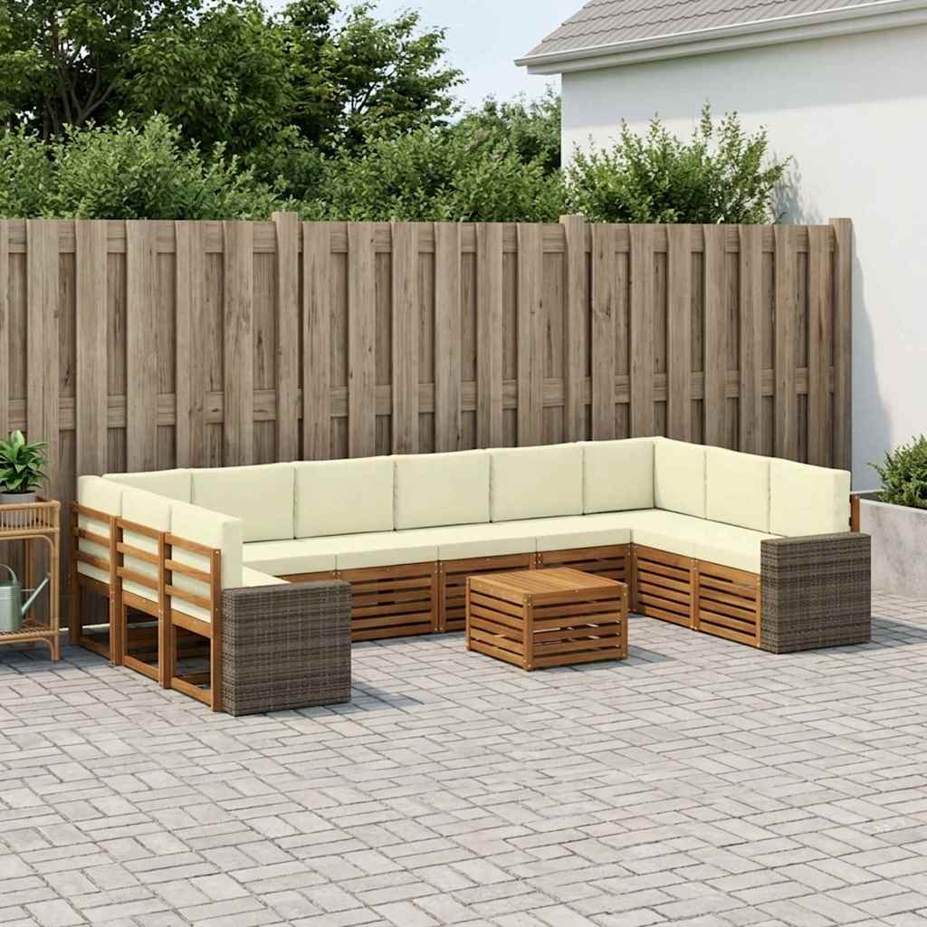 Outdoor-Sofagarnitur 11 pcs Natur und Creme Polyester