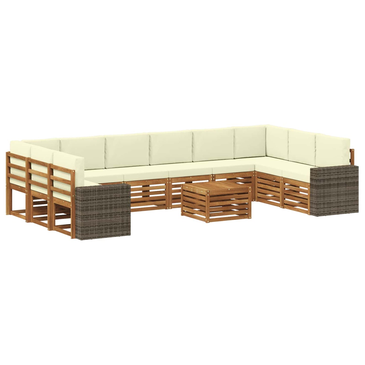 Outdoor-Sofagarnitur 11 pcs Natur und Creme Polyester