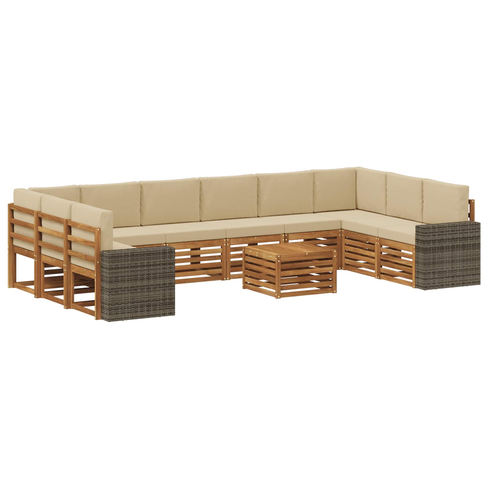 Outdoor-Sofagarnitur 11 stk. Natur und Beige Polyester