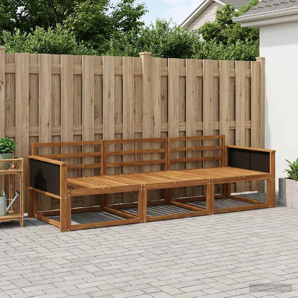 Outdoor-Sofagarnitur 3 pcs Natur Massivholz Akazie