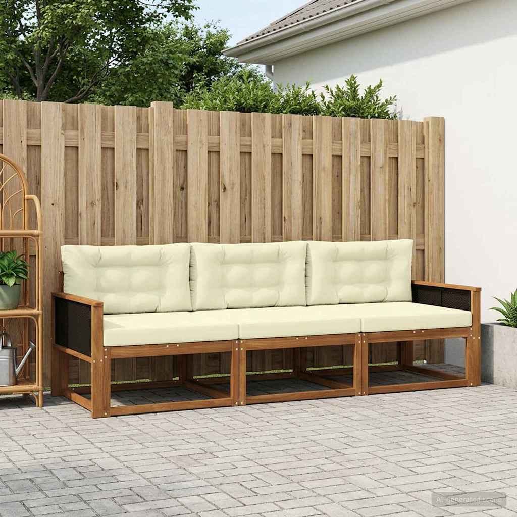 Outdoor-Sofagarnitur 3 stk. Natur und Creme