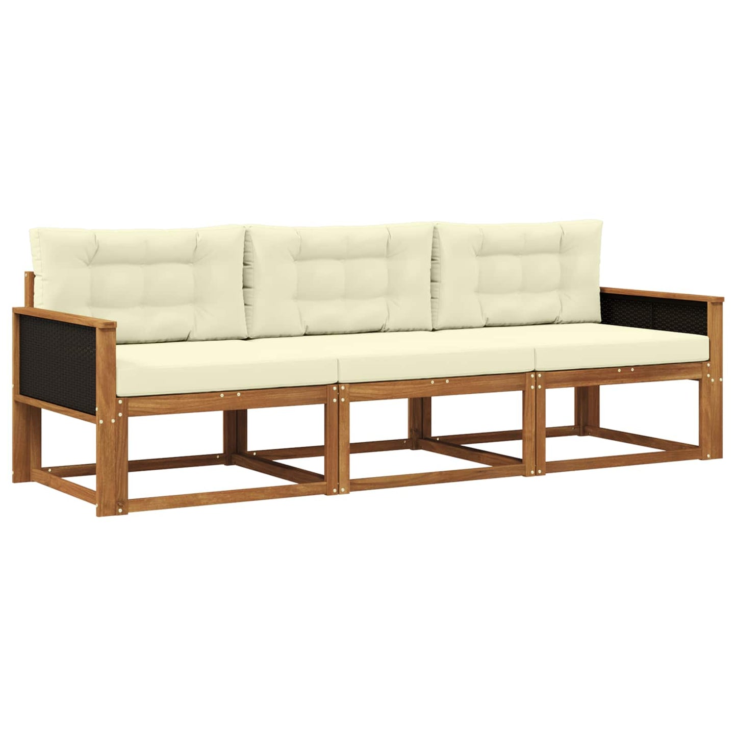 Outdoor-Sofagarnitur mit Kissen 3 pcs Natur und Creme