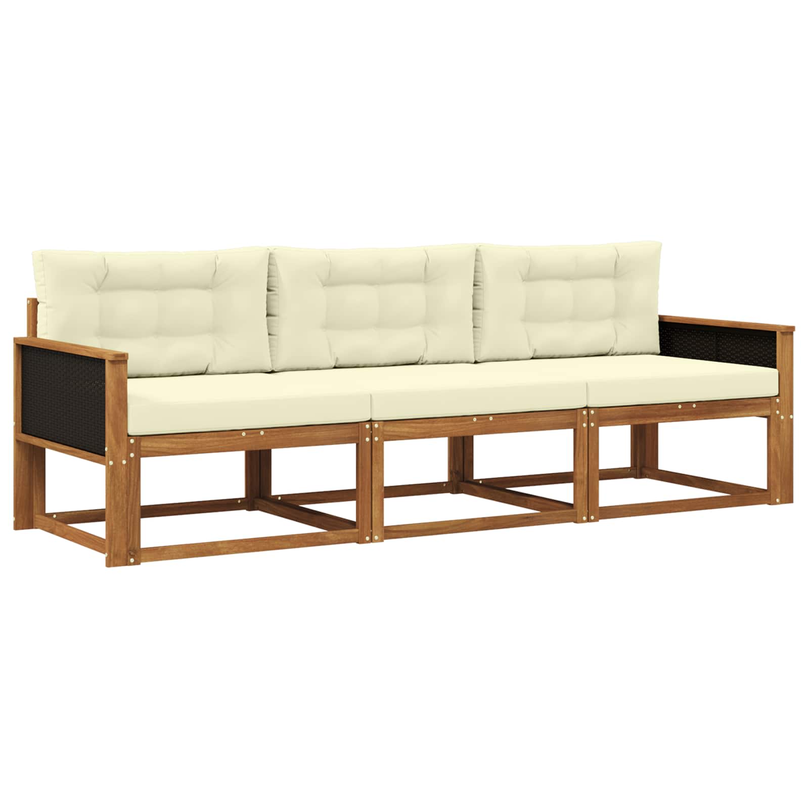 Outdoor-Sofagarnitur mit Kissen 3 pcs Natur und Creme