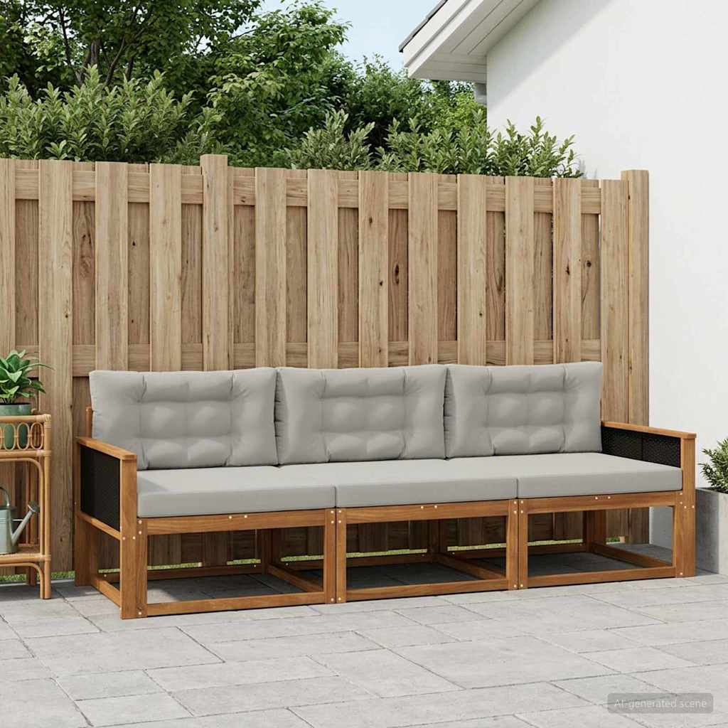 Outdoor-Sofagarnitur 3 stk. Natural and Light grey