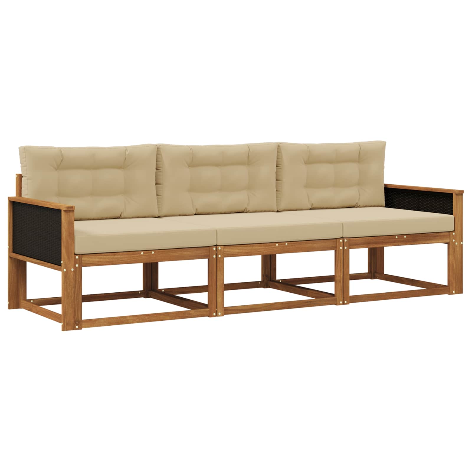 Outdoor-Sofagarnitur 3 stk. Natur und Beige