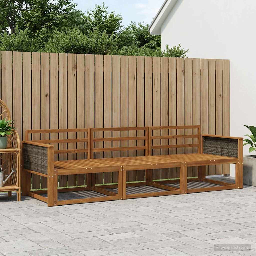 Outdoor-Sofagarnitur 3 pcs Natur Massivholz Akazie