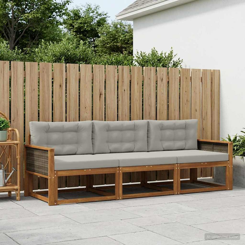 Outdoor-Sofagarnitur 3 stk. Natural and Light grey