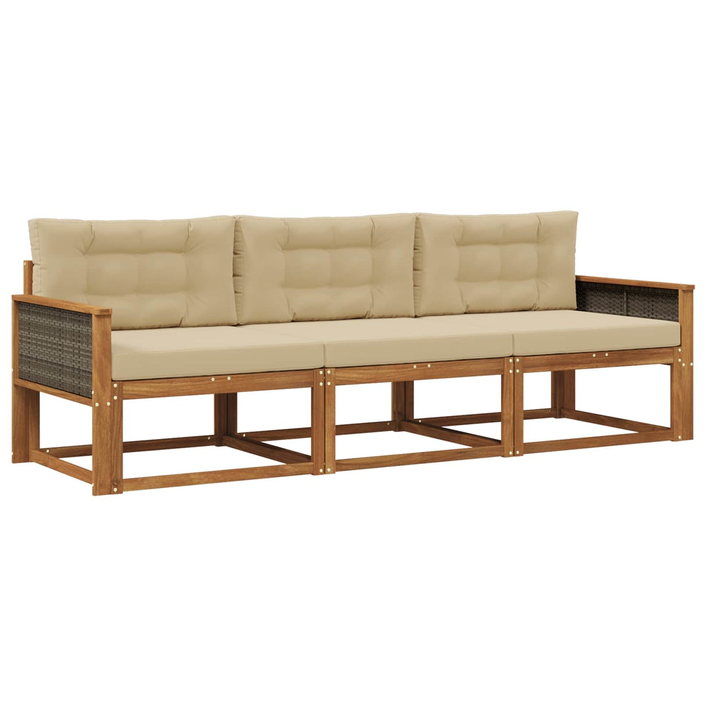 Outdoor-Sofagarnitur mit Kissen 3 pcs Natur und Beige