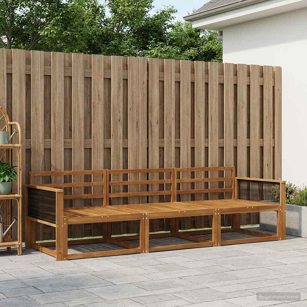 Outdoor-Sofagarnitur 3 stk. Natur Massivholz Akazie