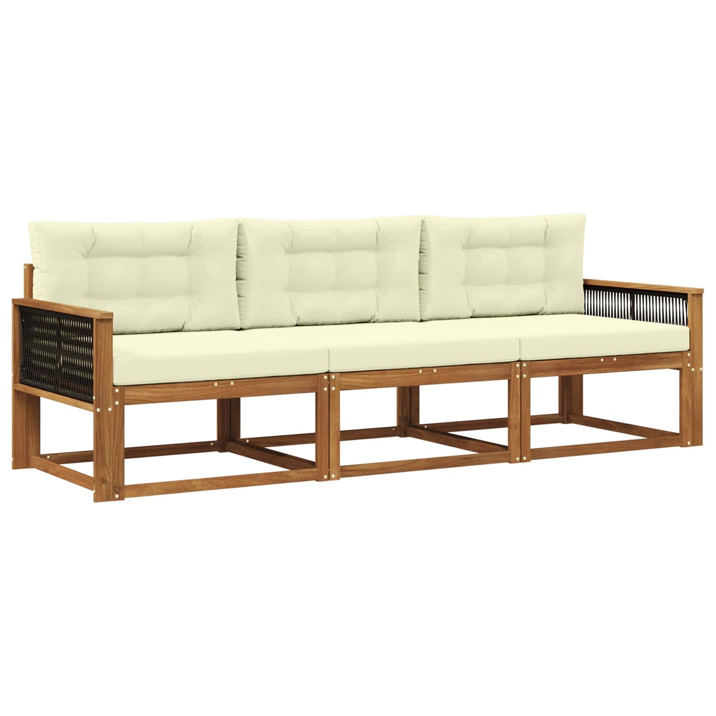 Outdoor-Sofagarnitur mit Kissen 3 pcs Natur und Creme