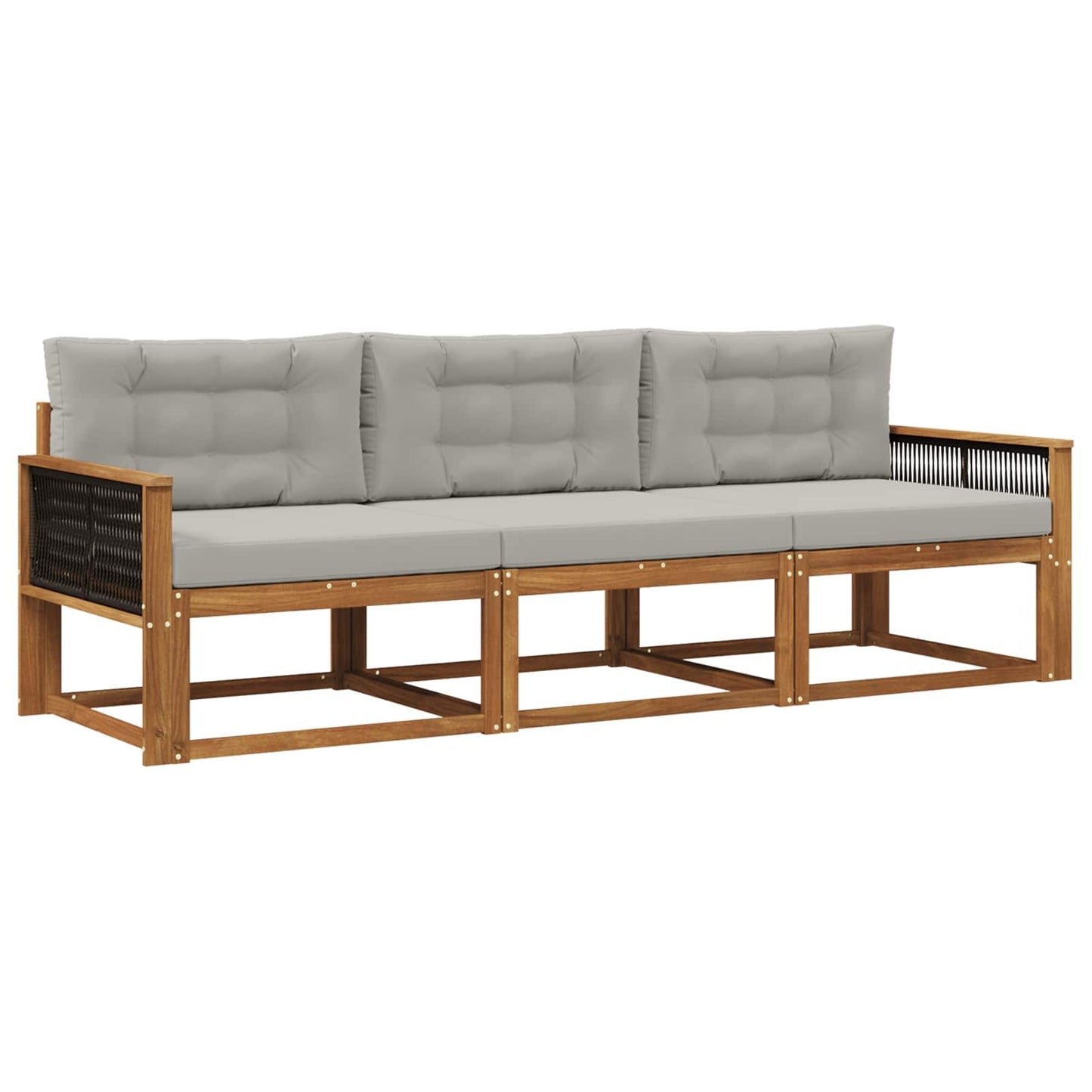 Outdoor-Sofagarnitur mit Kissen 3 pcs Natural and Light grey