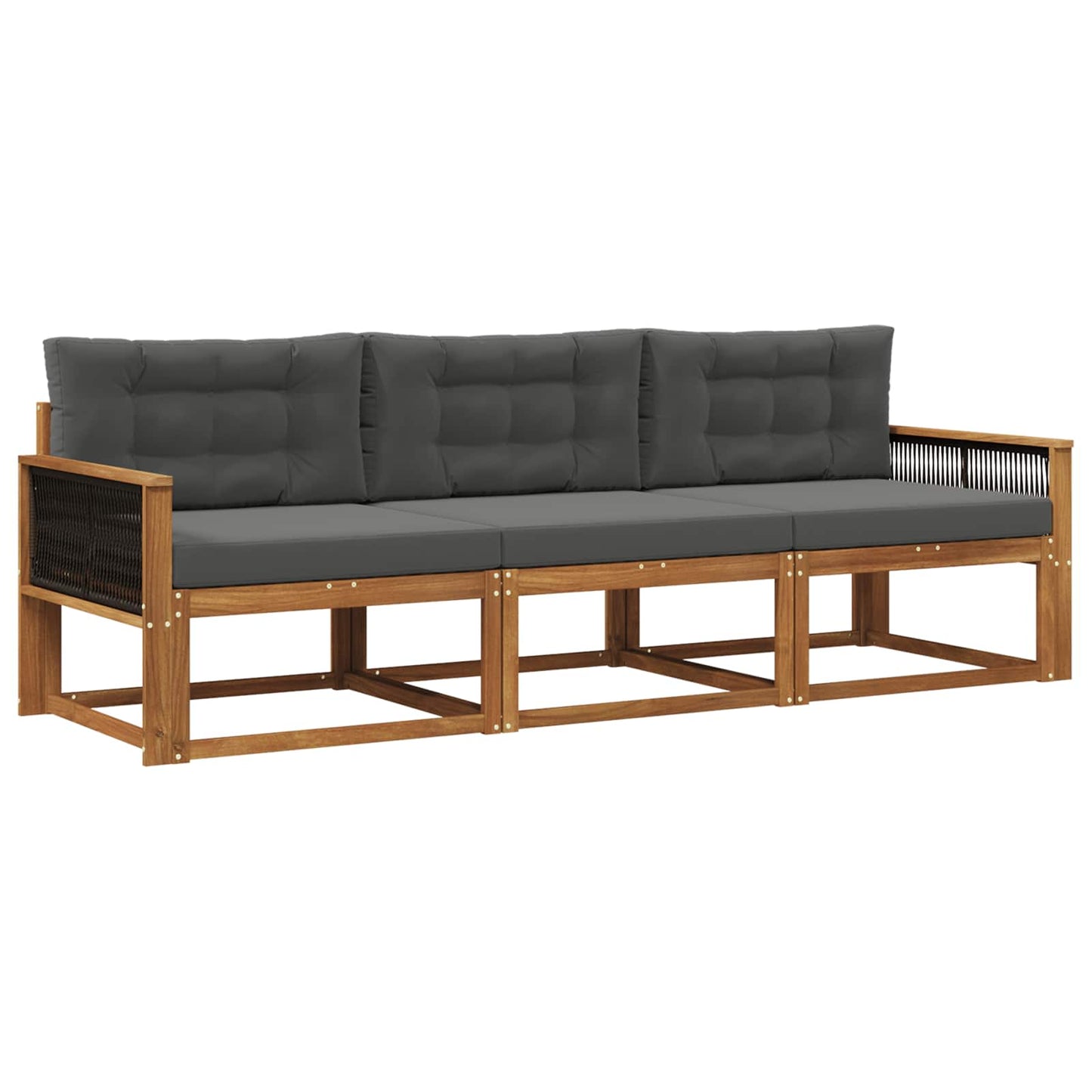 Outdoor-Sofagarnitur 3 stk. Natur und Anthrazit