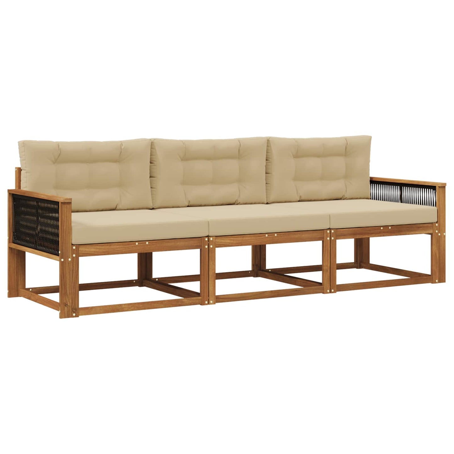 Outdoor-Sofagarnitur 3 stk. Natur und Beige