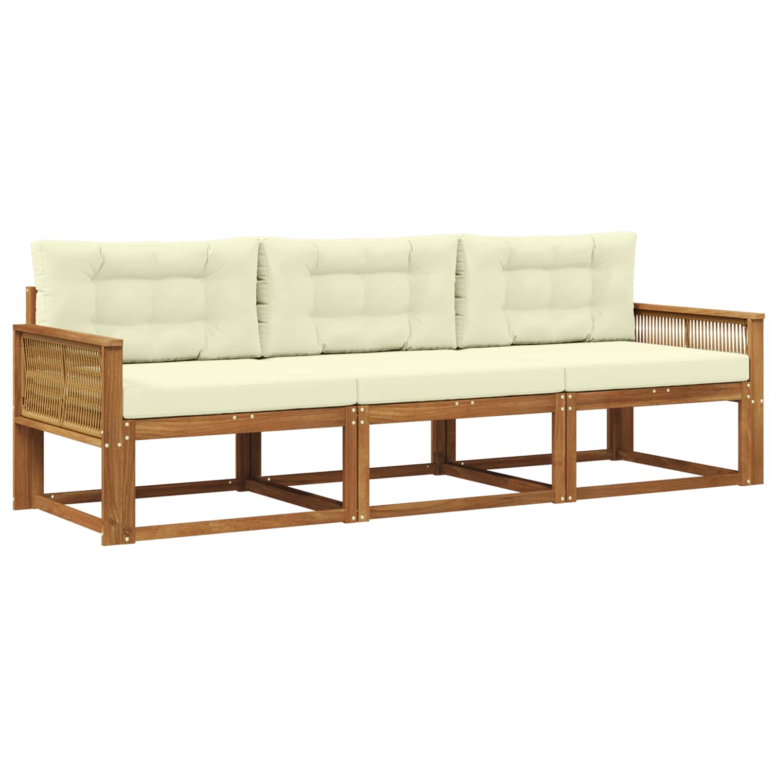 Outdoor-Sofagarnitur 3 stk. Natur und Creme