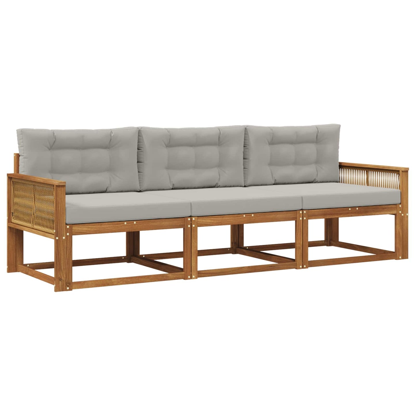 Outdoor-Sofagarnitur mit Kissen 3 pcs Natural and Light grey