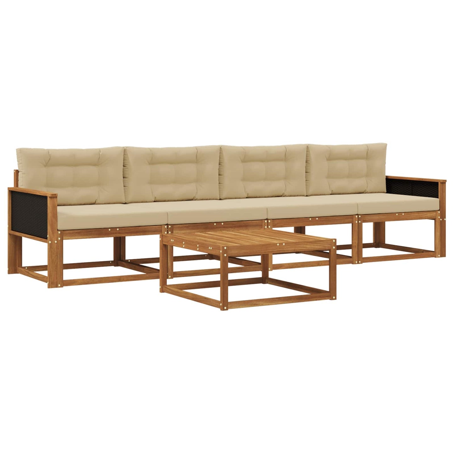 Outdoor-Sofagarnitur mit Kissen 5 pcs Natur und Beige