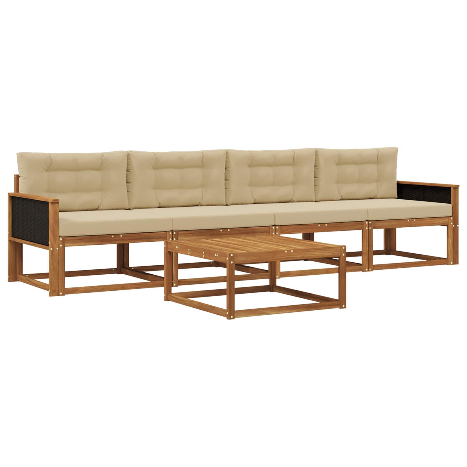 Outdoor-Sofagarnitur mit Kissen 5 pcs Natur und Beige