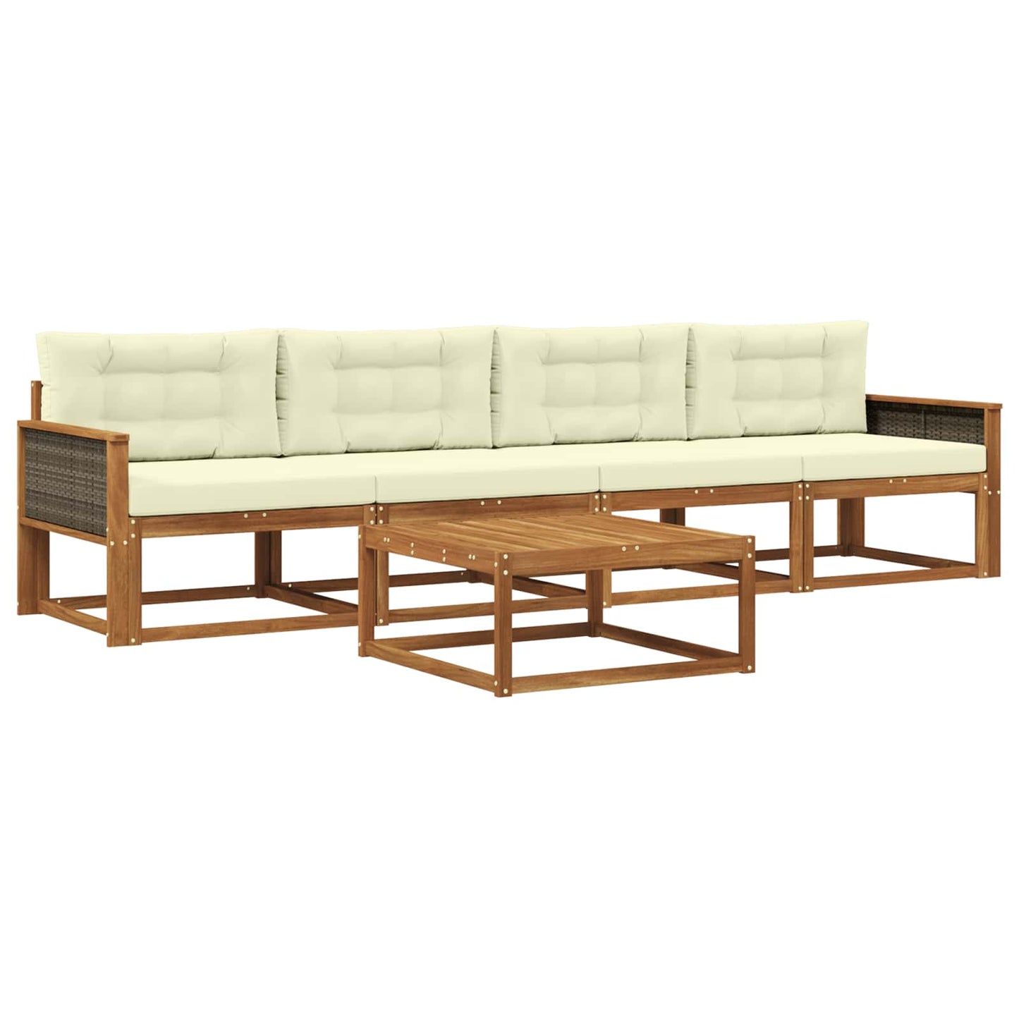 Outdoor-Sofagarnitur mit Kissen 5 pcs Natur und Creme