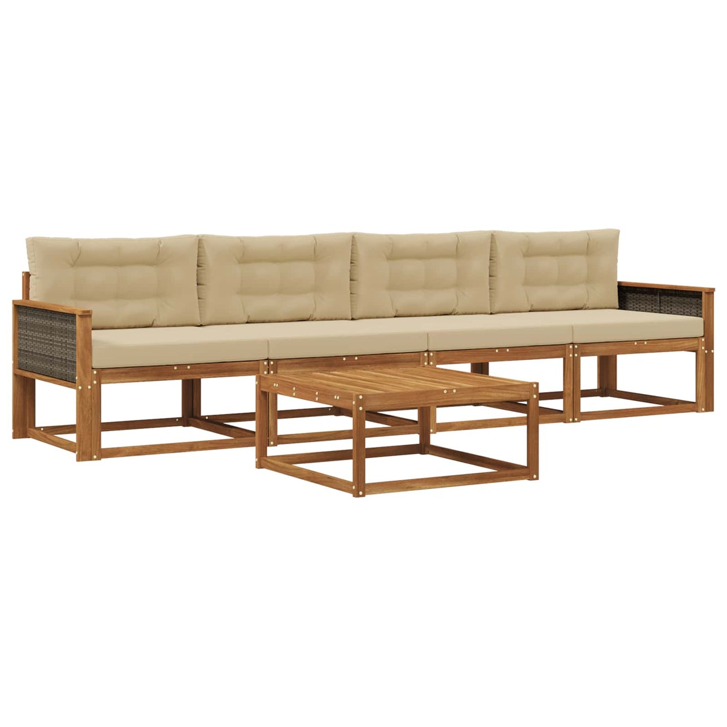 Outdoor-Sofagarnitur mit Kissen 5 pcs Natur und Beige