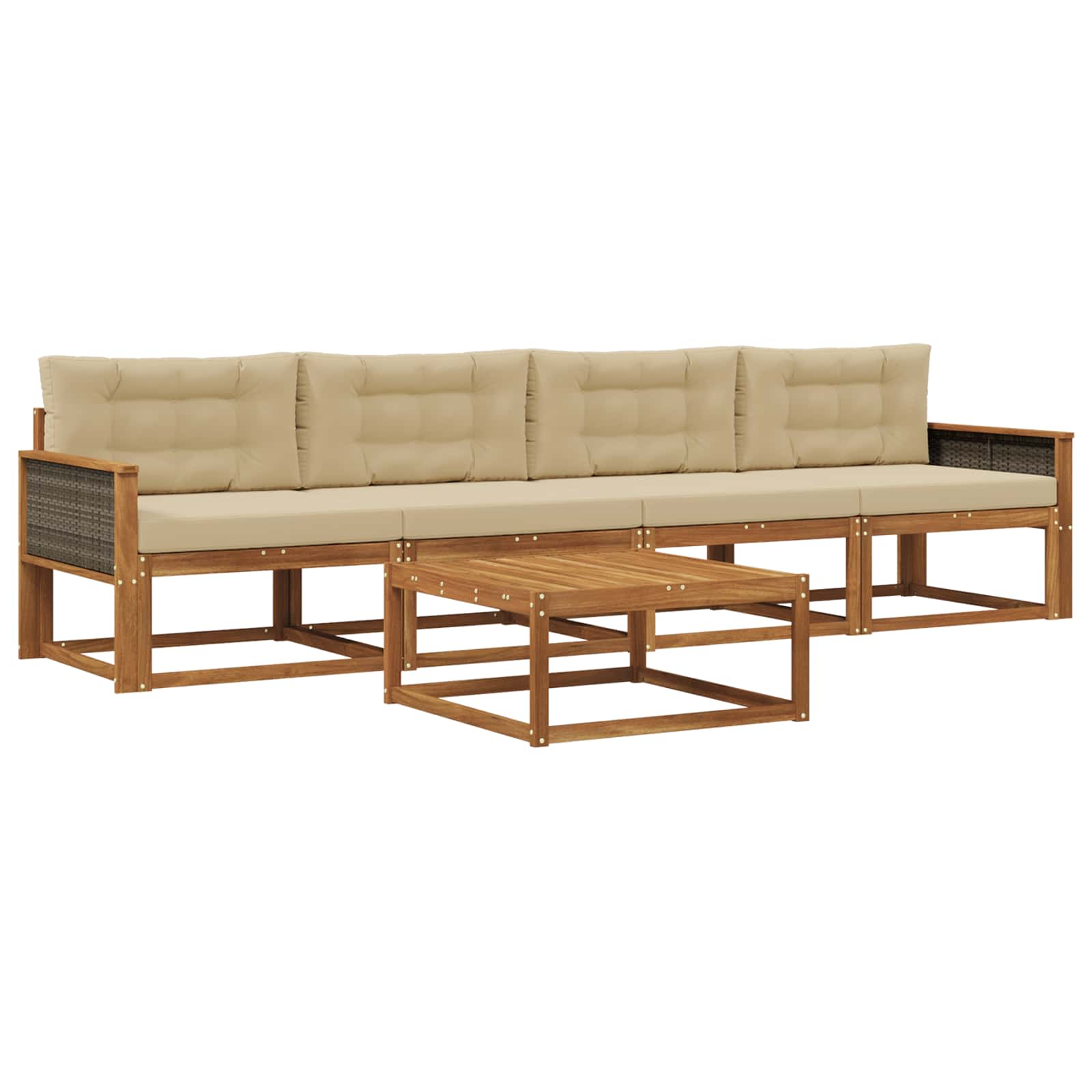 Outdoor-Sofagarnitur mit Kissen 5 pcs Natur und Beige