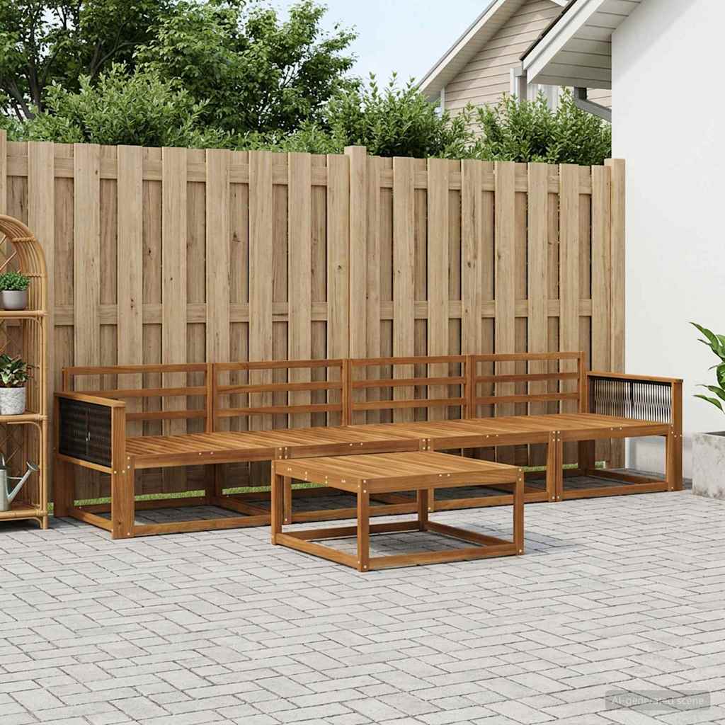 Outdoor-Sofagarnitur 5 pcs Natur Massivholz Akazie