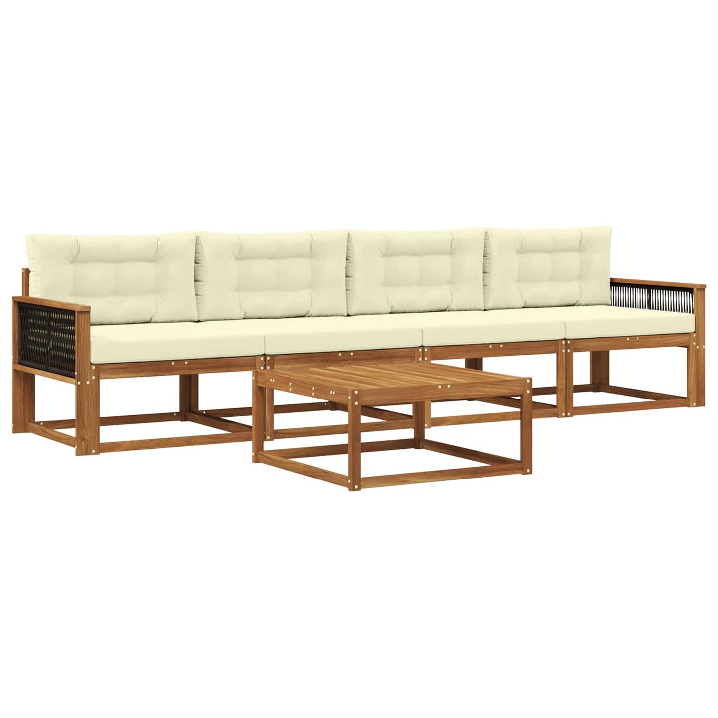 Outdoor-Sofagarnitur mit Kissen 5 pcs Natur und Creme