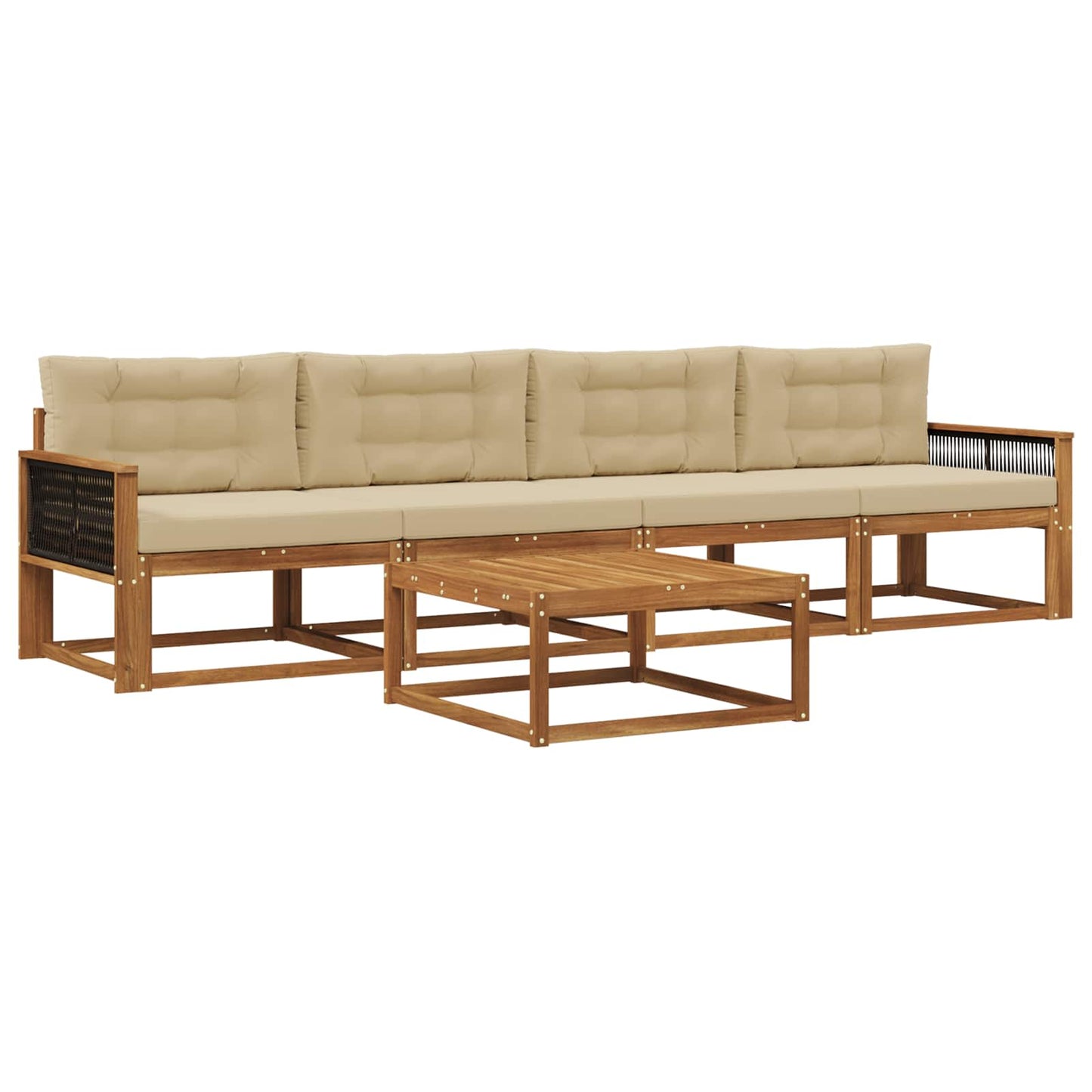 Outdoor-Sofagarnitur mit Kissen 5 pcs Natur und Beige