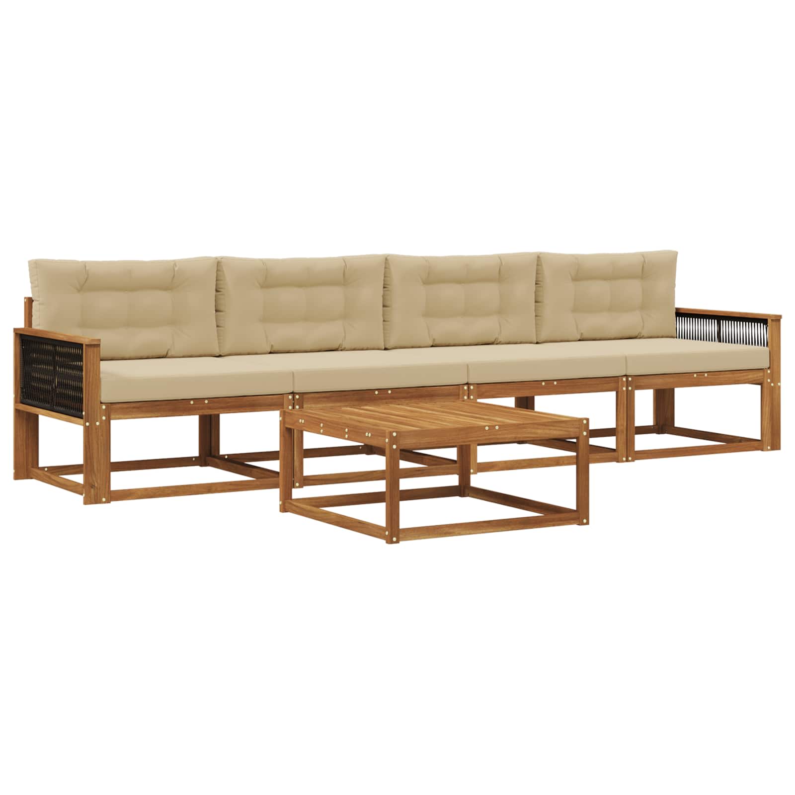 Outdoor-Sofagarnitur mit Kissen 5 pcs Natur und Beige