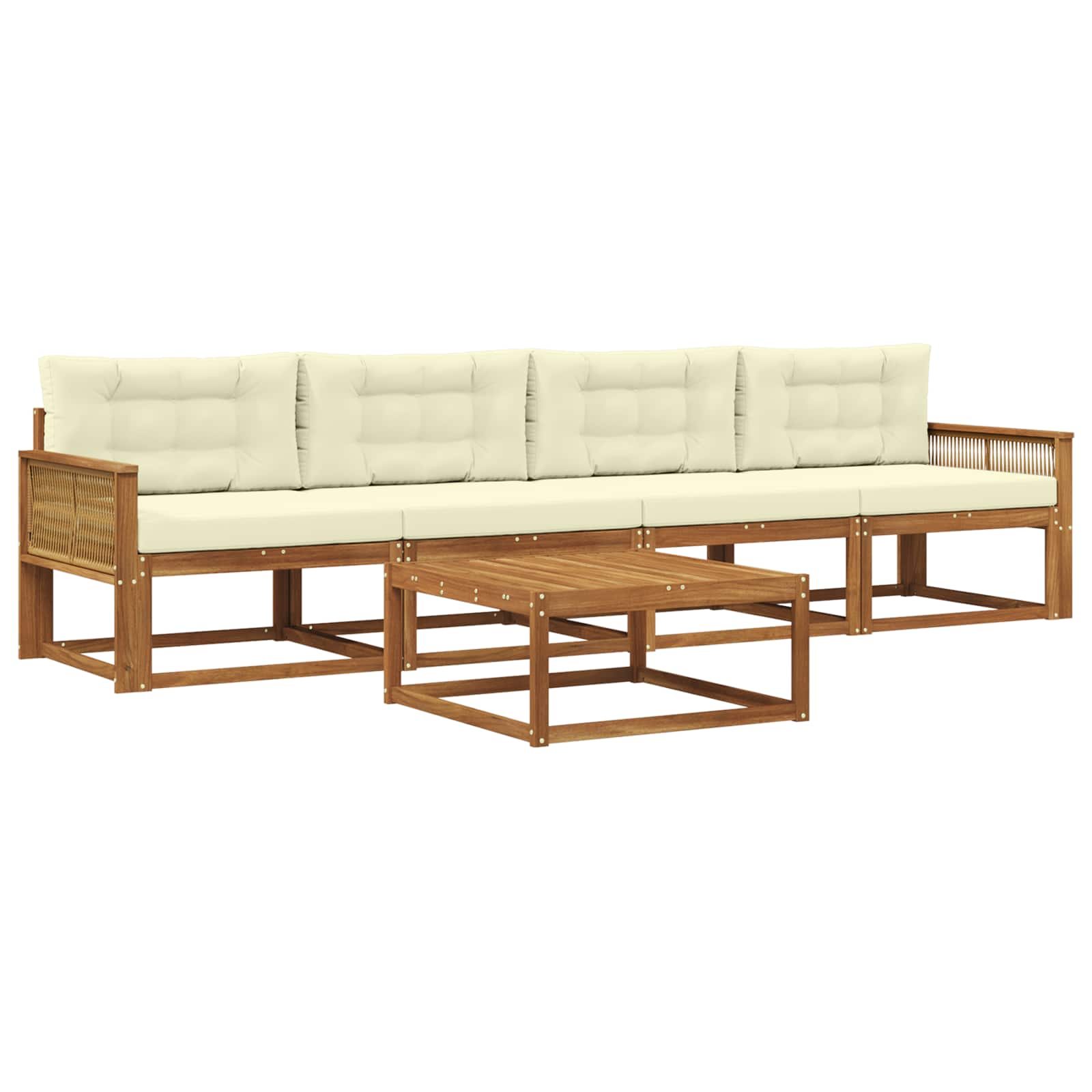 Outdoor-Sofagarnitur mit Kissen 5 pcs Natur und Creme