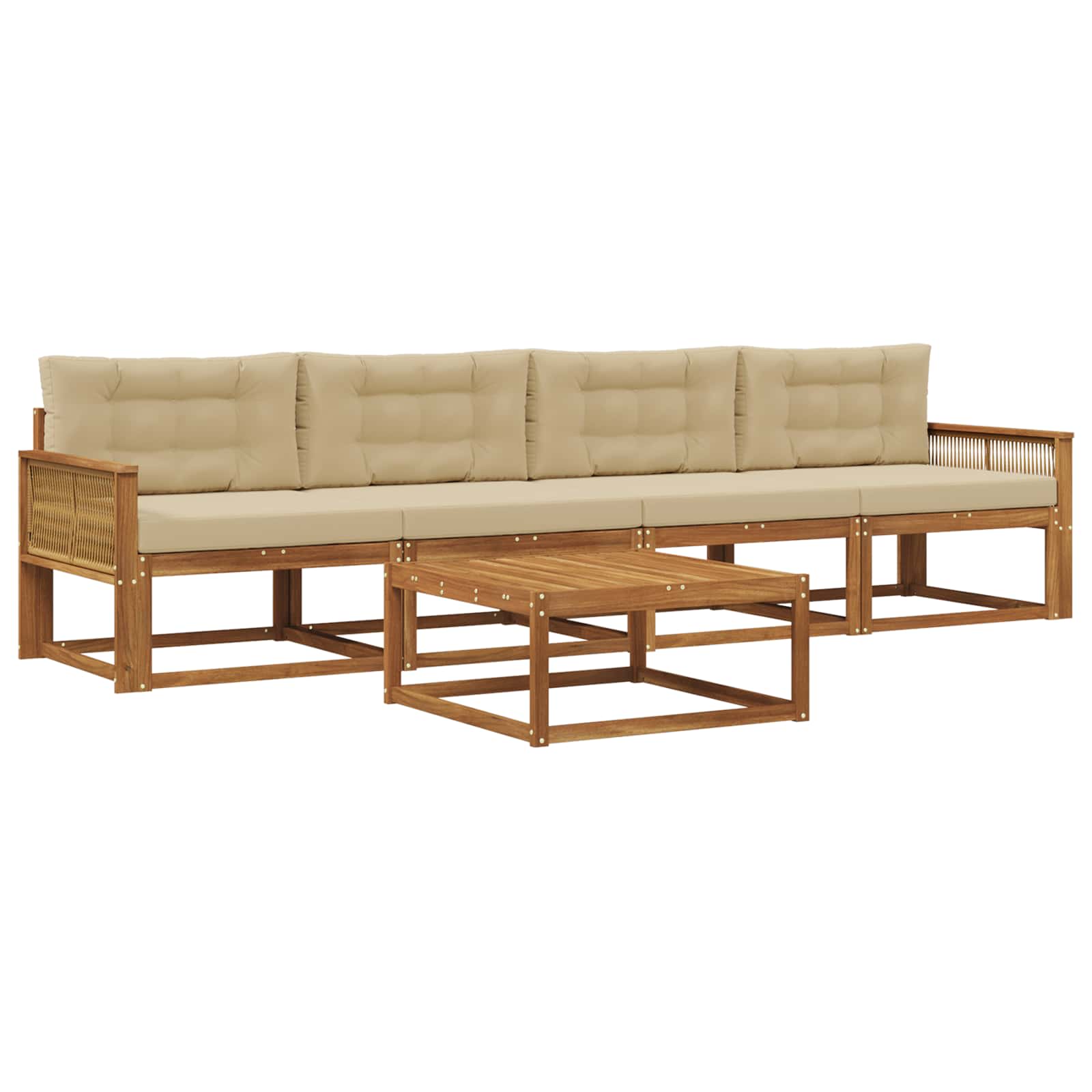 Outdoor-Sofagarnitur mit Kissen 5 pcs Natur und Beige