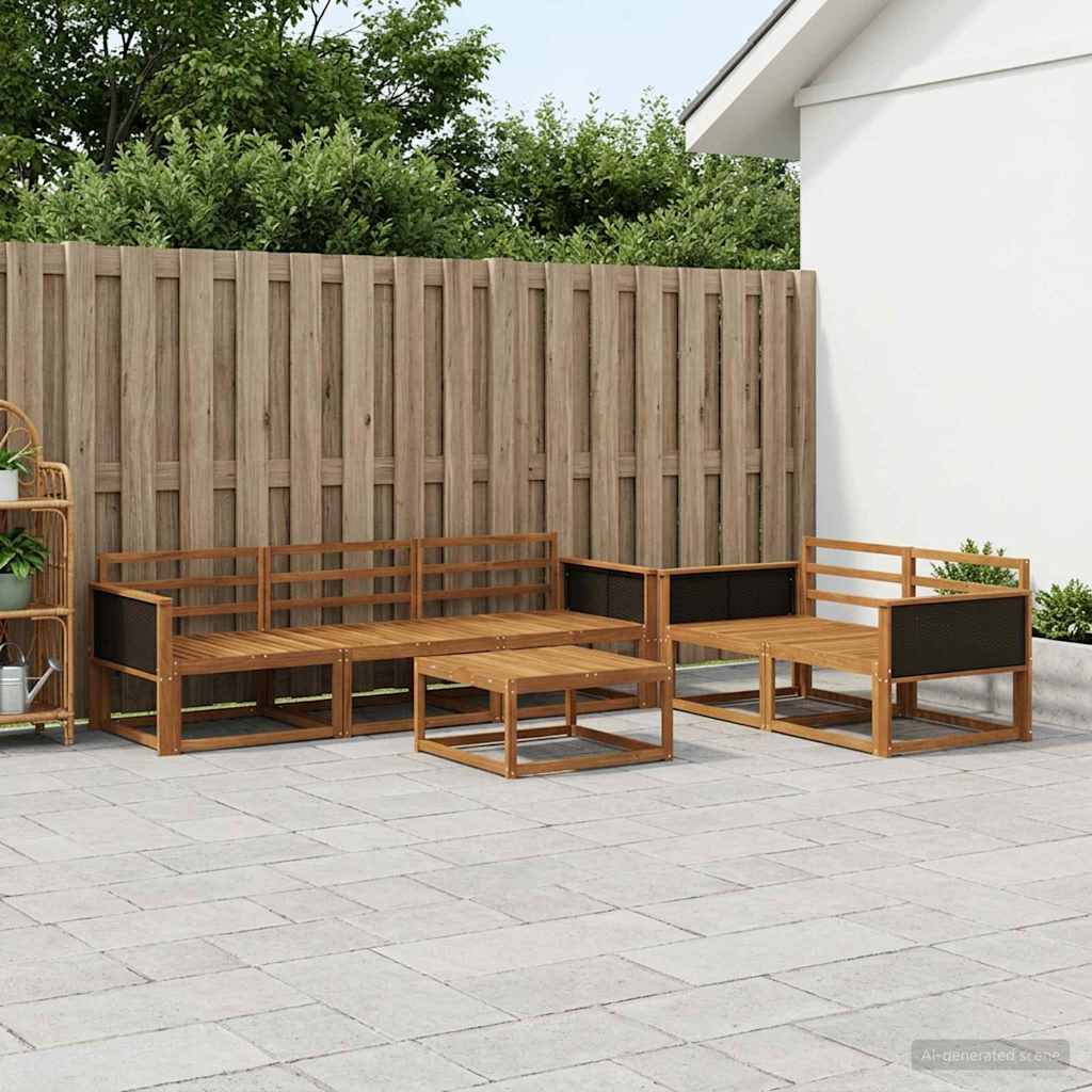 Outdoor-Sofagarnitur 6 pcs Natur Massivholz Akazie