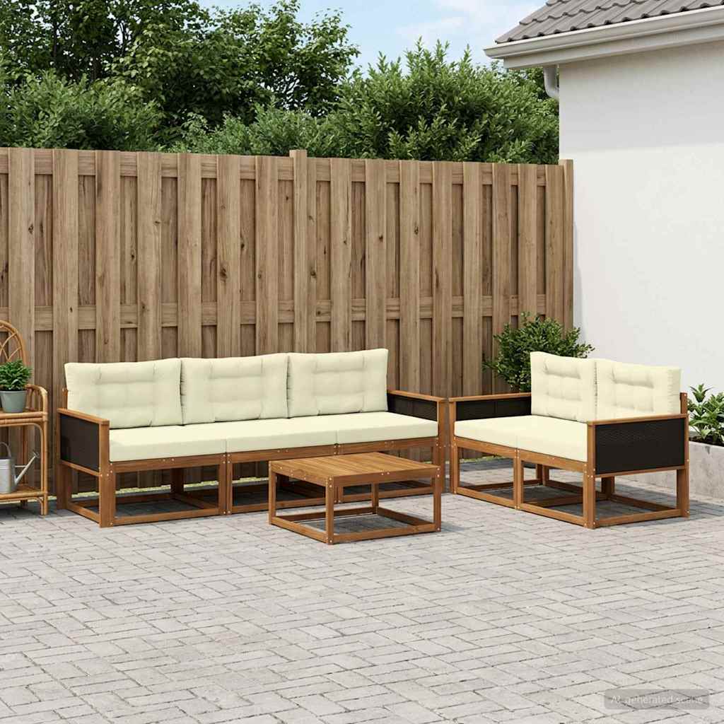 Outdoor-Sofagarnitur mit Kissen 6 pcs Natur und Creme
