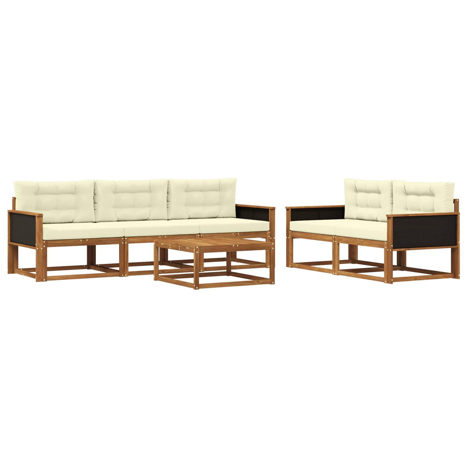 Outdoor-Sofagarnitur mit Kissen 6 pcs Natur und Creme