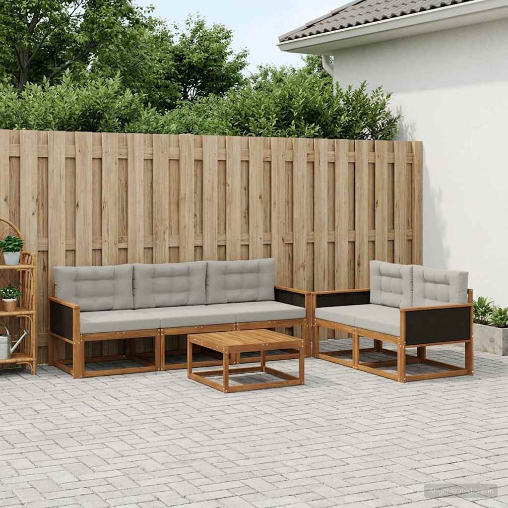 Outdoor-Sofagarnitur mit Kissen 6 pcs Natural and Light grey