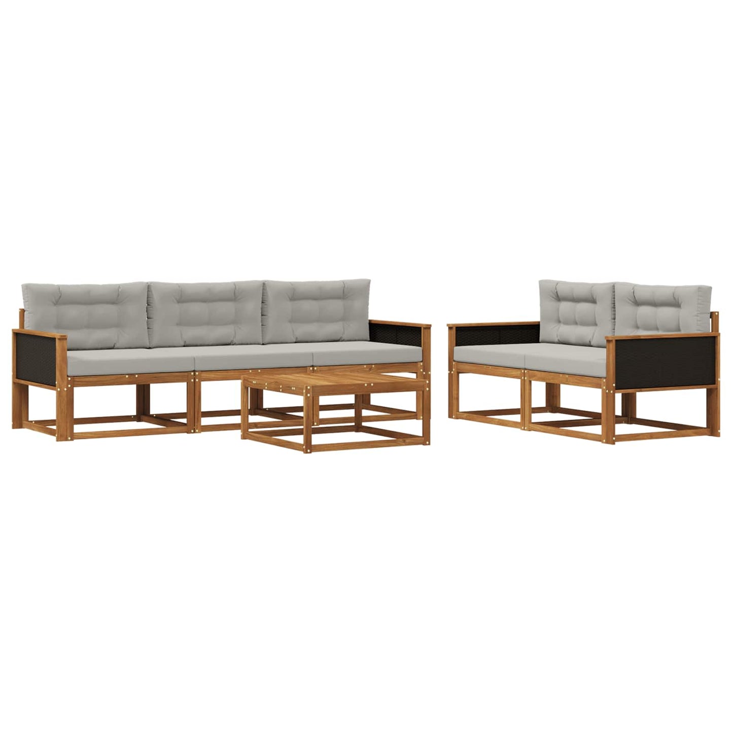 Outdoor-Sofagarnitur mit Kissen 6 pcs Natural and Light grey