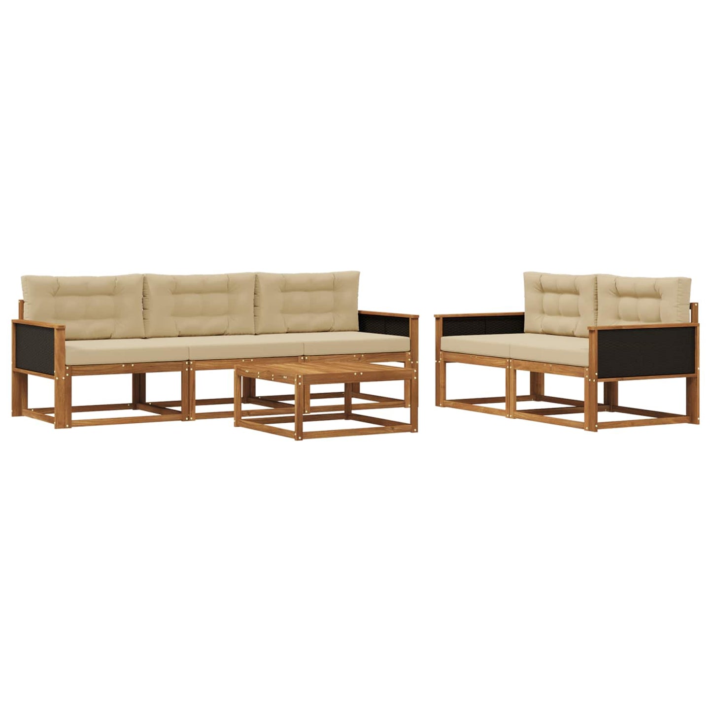 Outdoor-Sofagarnitur mit Kissen 6 pcs Natur und Beige