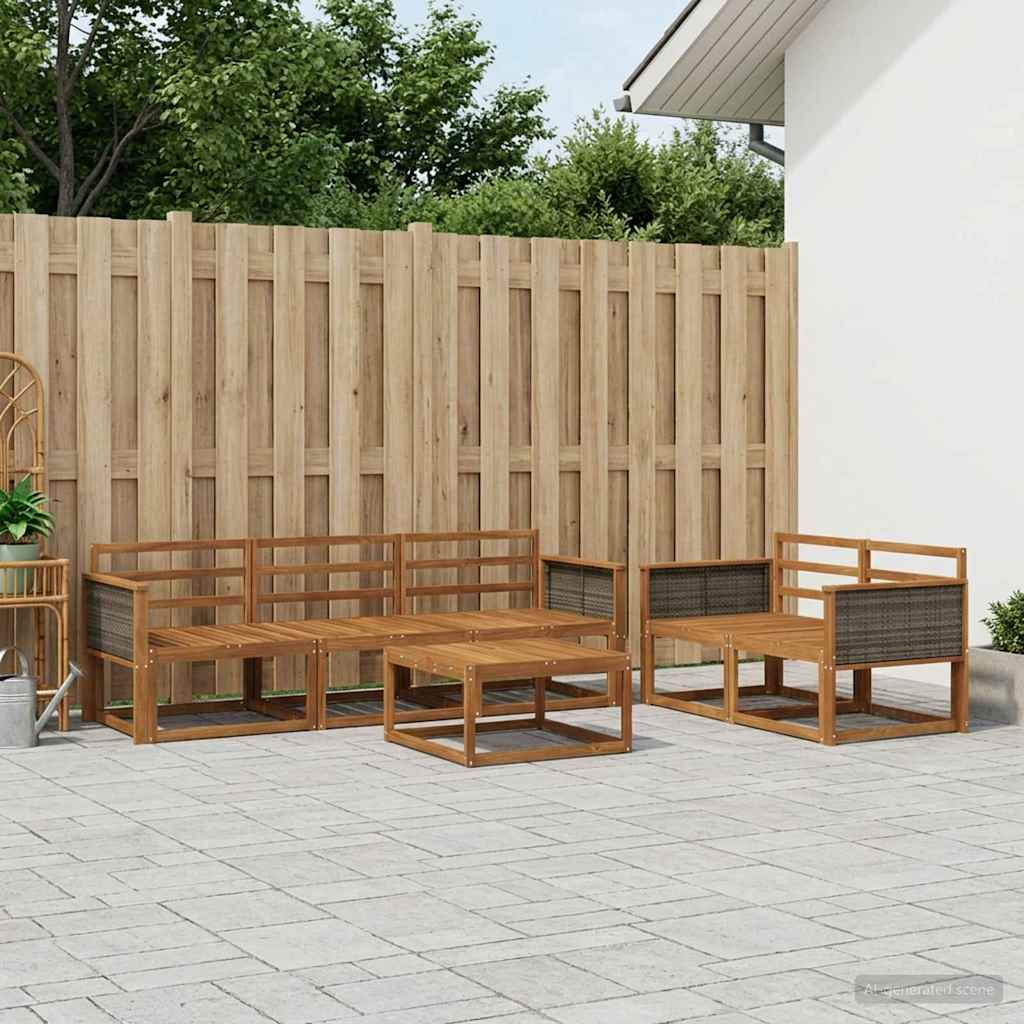 Outdoor-Sofagarnitur 6 pcs Natur Massivholz Akazie