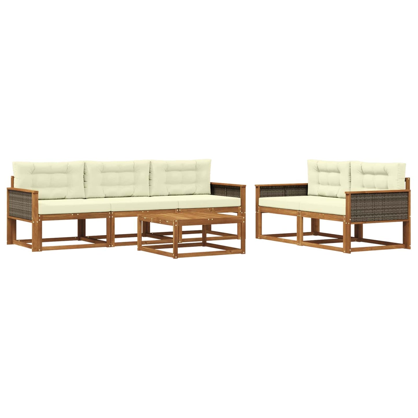Outdoor-Sofagarnitur mit Kissen 6 pcs Natur und Creme