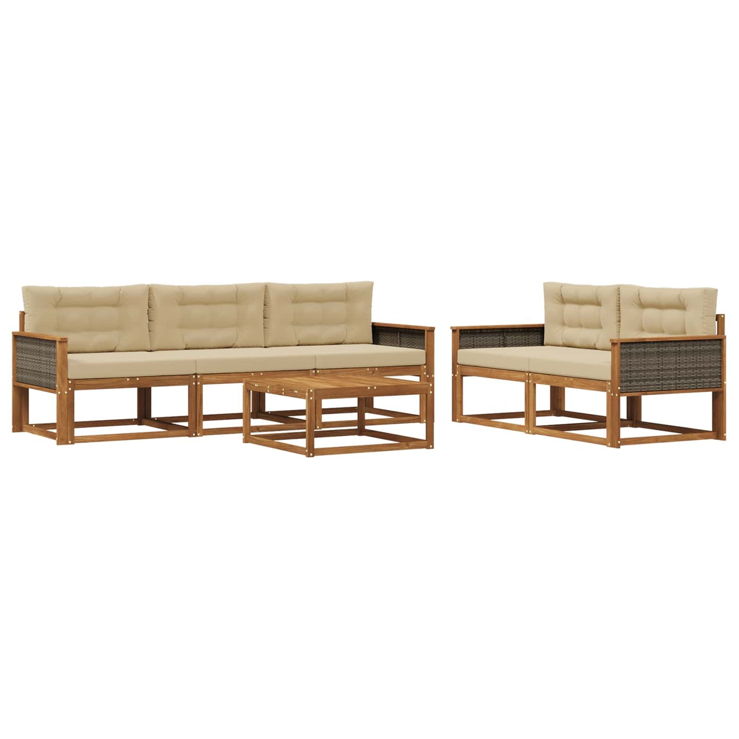 Outdoor-Sofagarnitur mit Kissen 6 pcs Natur und Beige