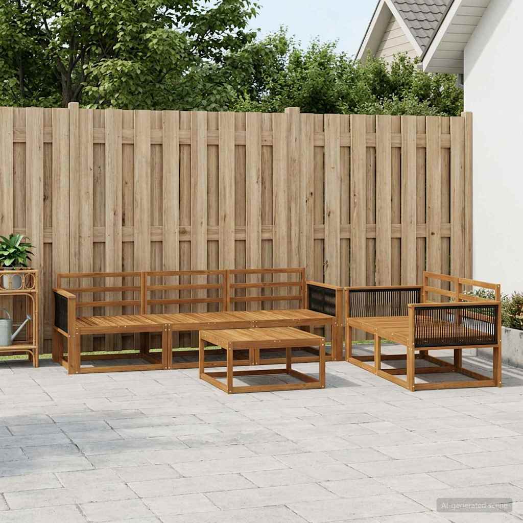 Outdoor-Sofagarnitur 6 pcs Natur Massivholz Akazie