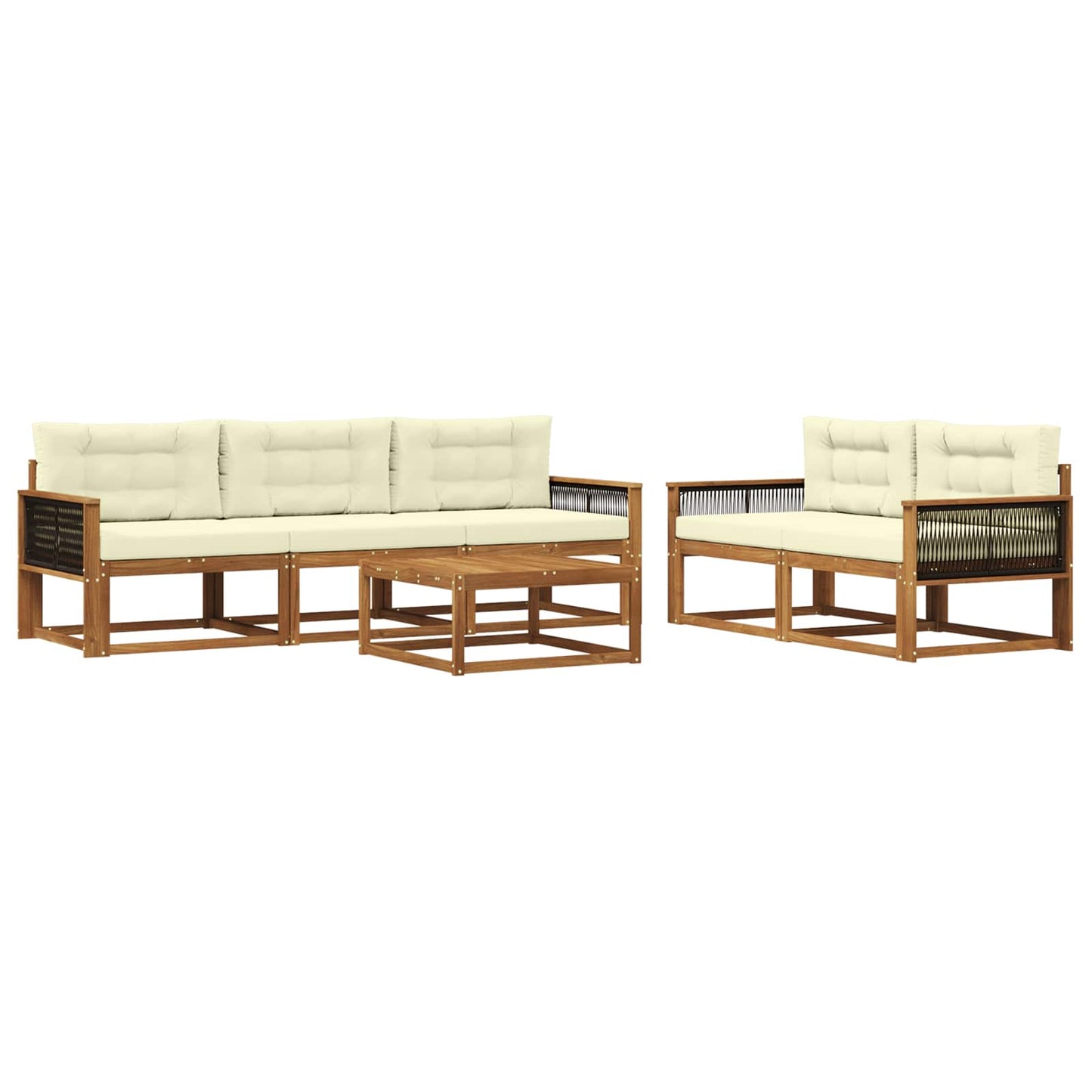Outdoor-Sofagarnitur mit Kissen 6 pcs Natur und Creme
