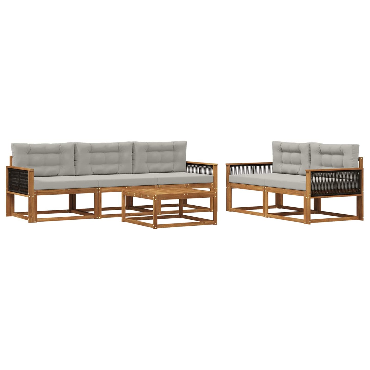 Outdoor-Sofagarnitur mit Kissen 6 pcs Natural and Light grey