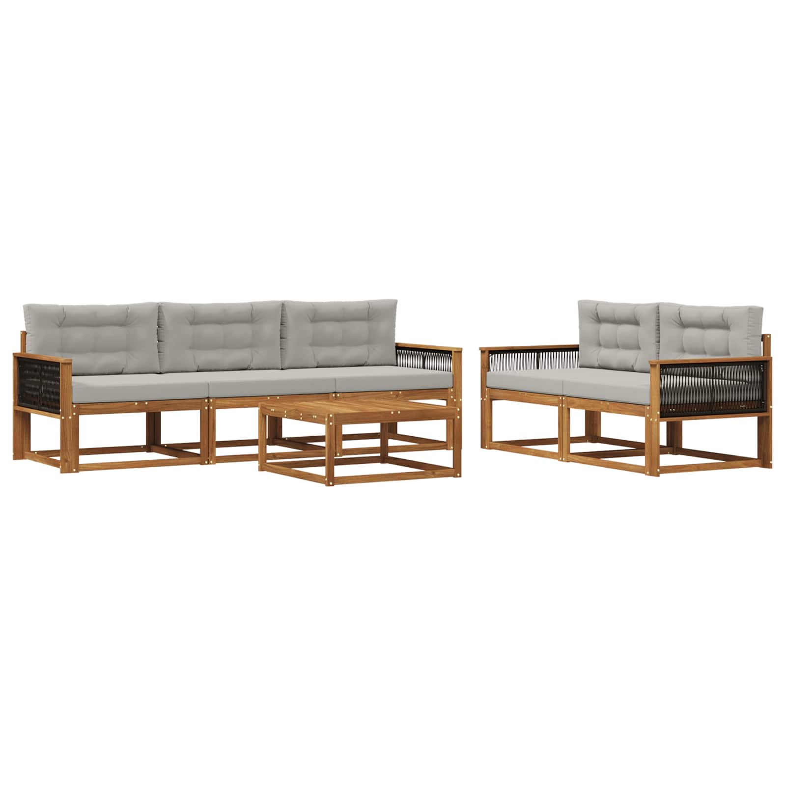 Outdoor-Sofagarnitur mit Kissen 6 pcs Natural and Light grey