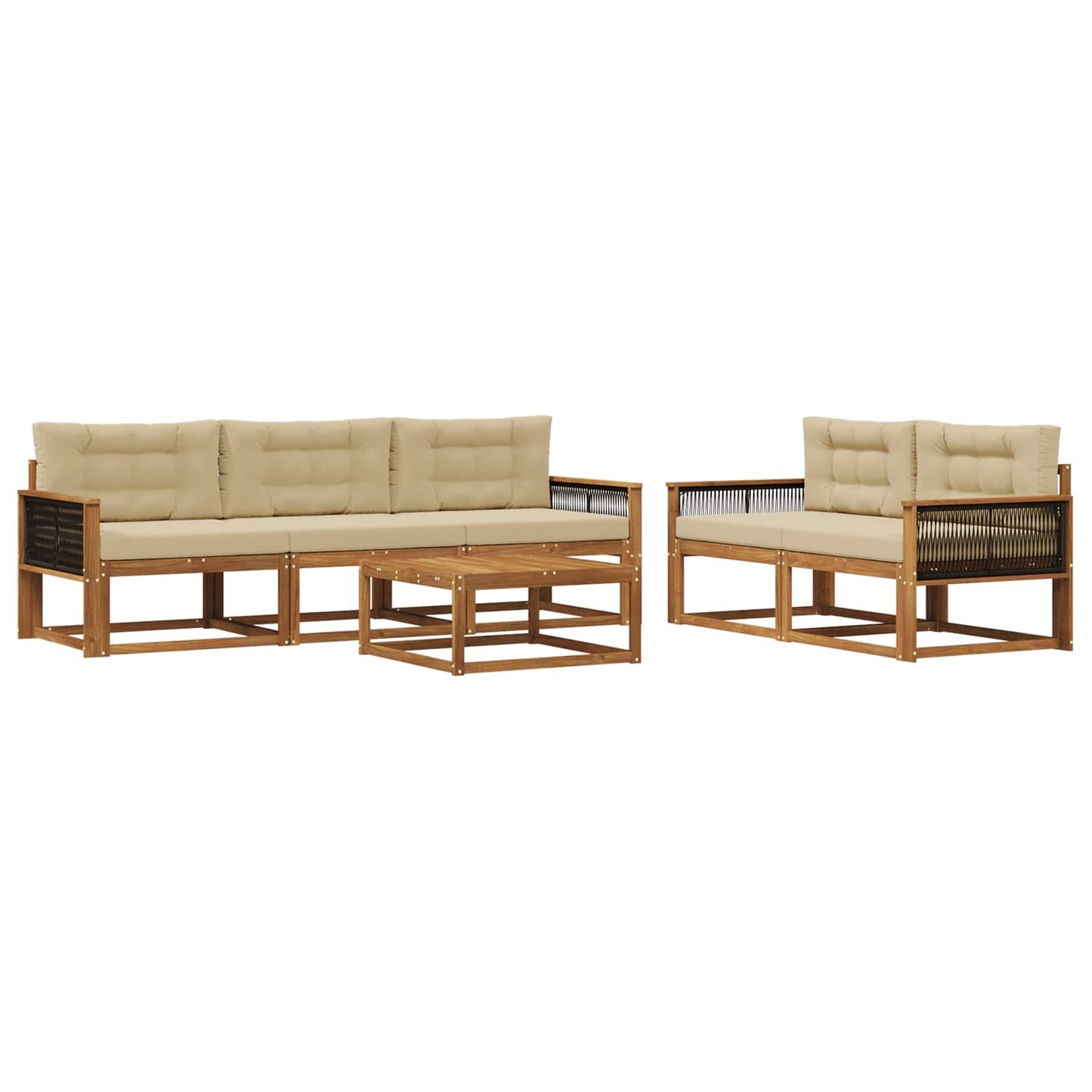 Outdoor-Sofagarnitur mit Kissen 6 pcs Natur und Beige
