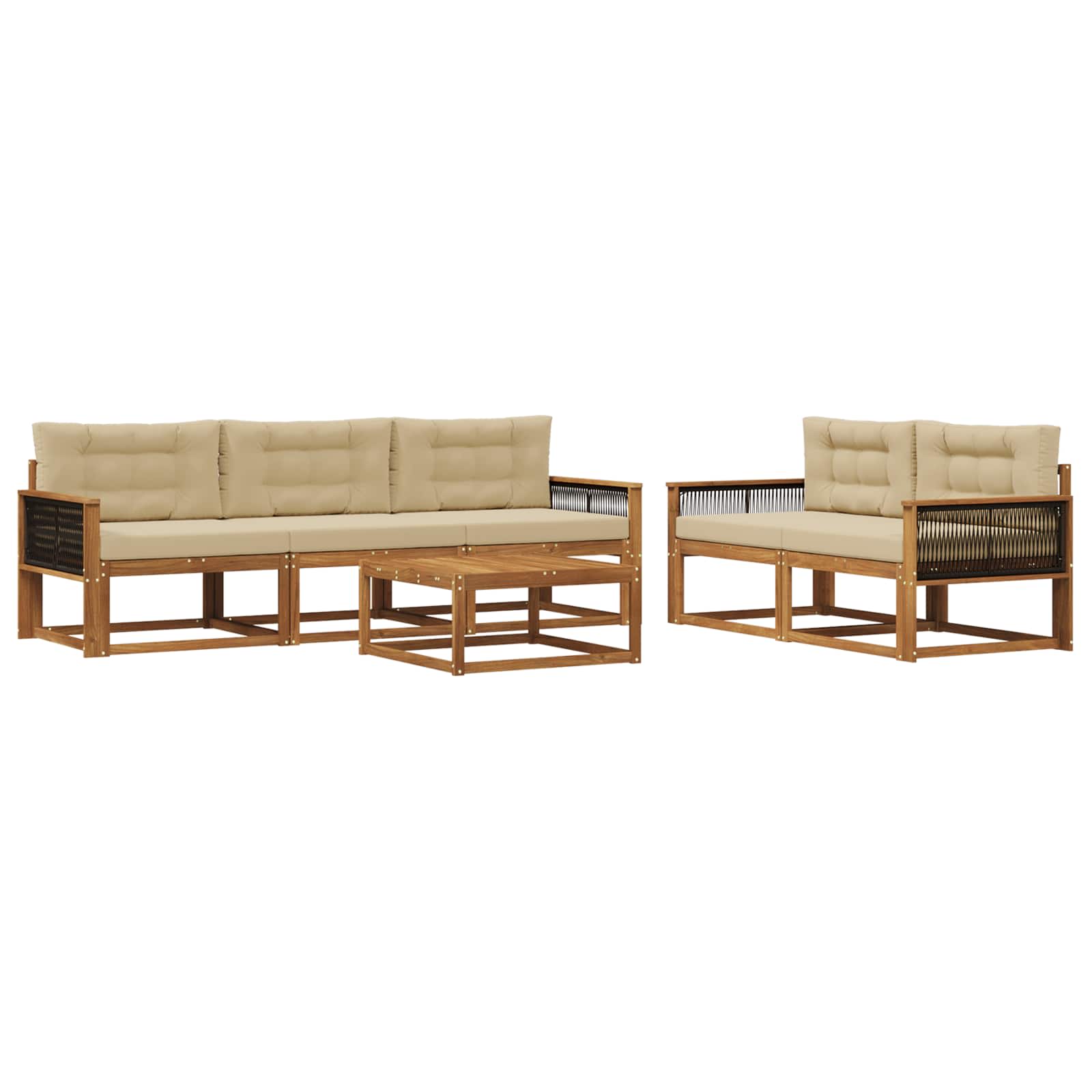 Outdoor-Sofagarnitur mit Kissen 6 pcs Natur und Beige