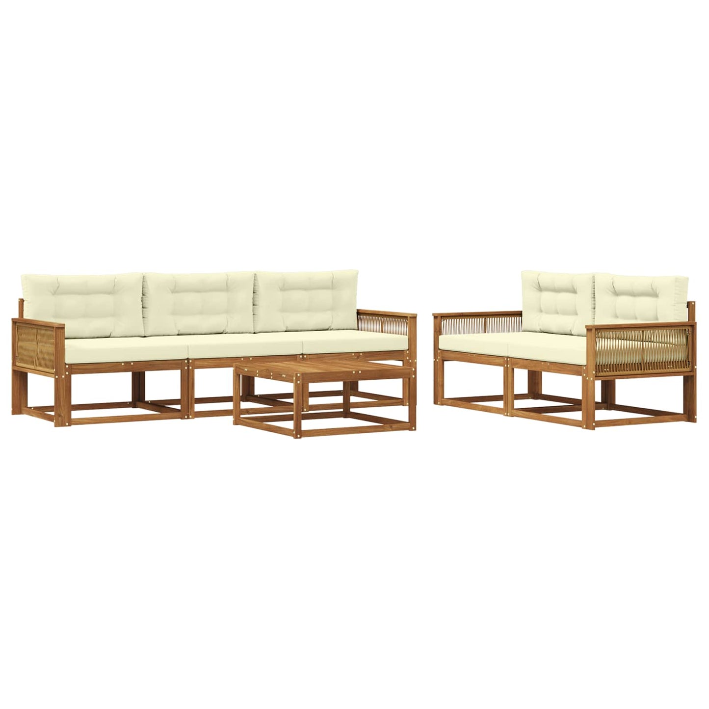 Outdoor-Sofagarnitur mit Kissen 6 pcs Natur und Creme